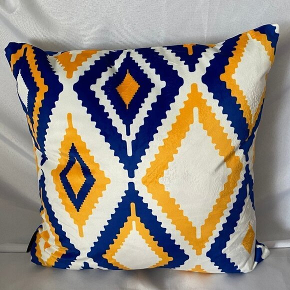 4 Piece Velour Yellow White Blue Color Modern Graffic Design Case Covers - Picture 3 of 9